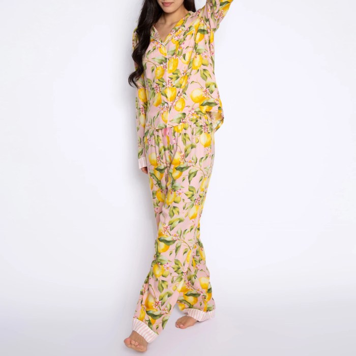 Lemon Print Button-Up Loungewear Set – Long Sleeve Top & Pants Pajama Set Lemon Print Button-Up Loungewear Set – Long Sleeve Top & Pants Pajama Set