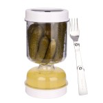 Pickles & Olives Hourglass Jar | Dry & Wet Dispenser with Forks | Juice Separator Pickles & Olives Hourglass Jar | Dry & Wet Dispenser with Forks | Juice Separator