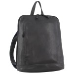 Milleni Ladies Nappa Leather Bag Twin Zip Backpack w/ Zipped Pocket