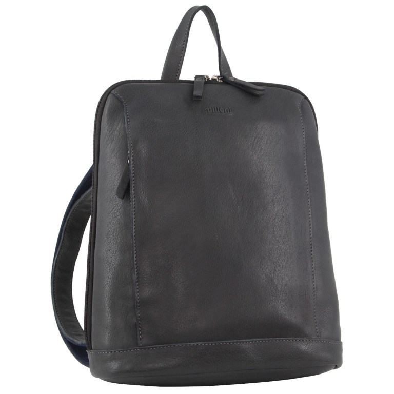 Milleni Ladies Nappa Leather Bag Twin Zip Backpack w/ Zipped Pocket