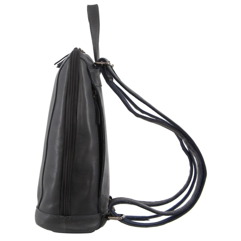 Milleni Ladies Nappa Leather Bag Twin Zip Backpack w/ Zipped Pocket