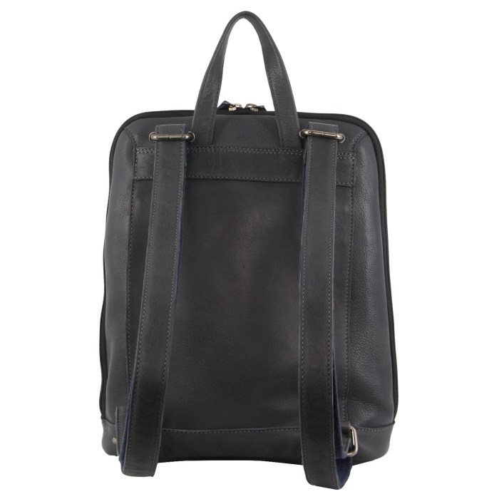 Milleni Ladies Nappa Leather Bag Twin Zip Backpack w/ Zipped Pocket Milleni Ladies Nappa Leather Bag Twin Zip Backpack w/ Zipped Pocket
