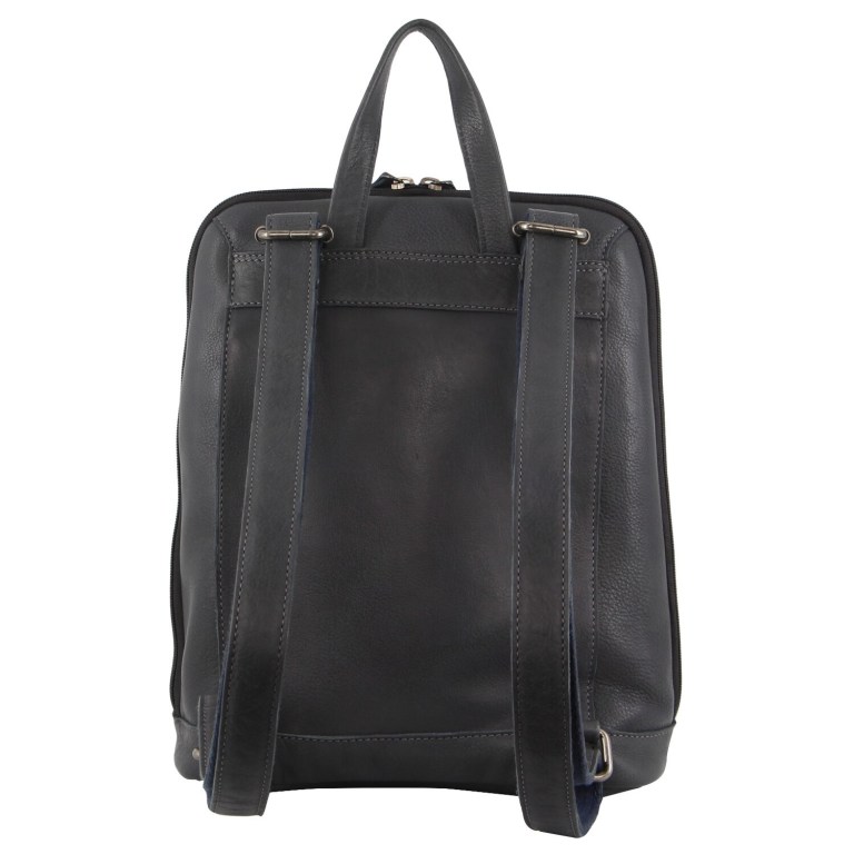 Milleni Ladies Nappa Leather Bag Twin Zip Backpack w/ Zipped Pocket