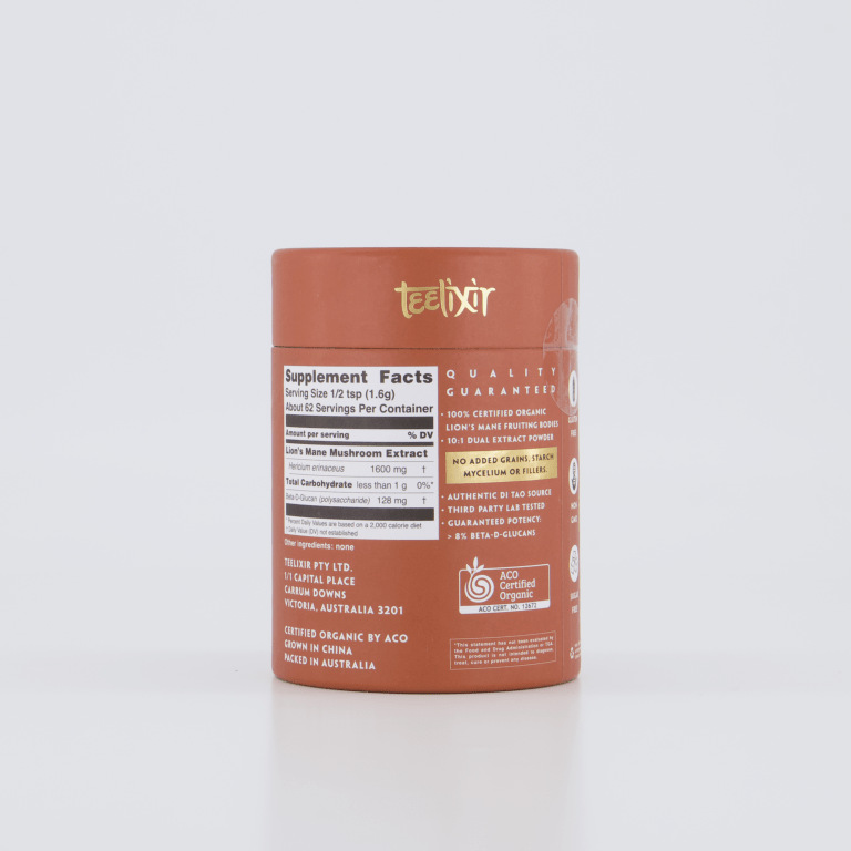 Teelixir Organic Lion’s Mane Mushroom 100g Teelixir Organic Lion’s Mane Mushroom 100g