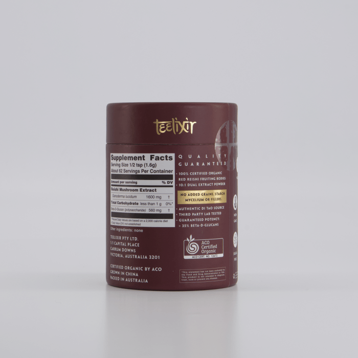 Teelixir Organic Reishi Mushroom 100g Teelixir Organic Reishi Mushroom 100g