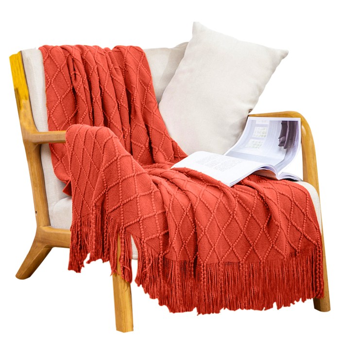 SOGA Red Diamond Pattern Knitted Throw Blanket Warm Cozy Woven Cover Couch Bed Sofa Home Decor with Tassels SOGA Red Diamond Pattern Knitted Throw Blanket