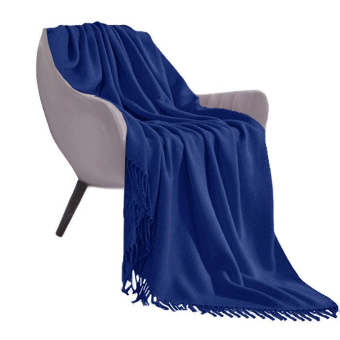 SOGA Royal Blue Acrylic Knitted Throw Blanket Solid Fringed Warm Cozy Woven Cover Couch Bed Sofa Home Decor SOGA Royal Blue Acrylic Knitted Throw Blanket