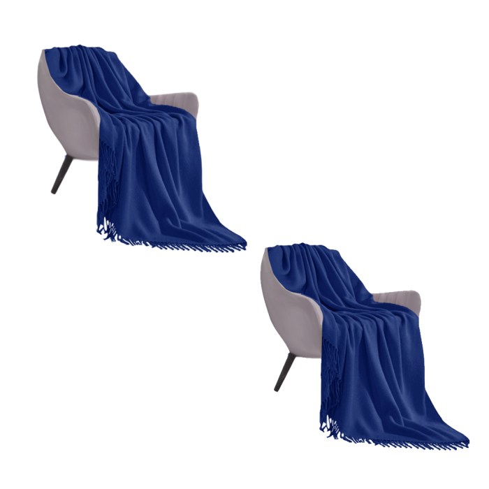 SOGA 2X Royal Blue Acrylic Knitted Throw Blanket Solid Fringed Warm Cozy Woven Cover Couch Bed Sofa Home Decor SOGA 2X Royal Blue Acrylic Knitted Throw Blanket