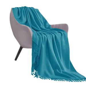 SOGA Blue Acrylic Knitted Throw Blanket