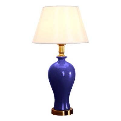 SOGA Blue Ceramic Oval Table Lamp with Gold Metal Base SOGA Blue Ceramic Oval Table Lamp with Gold Metal Base