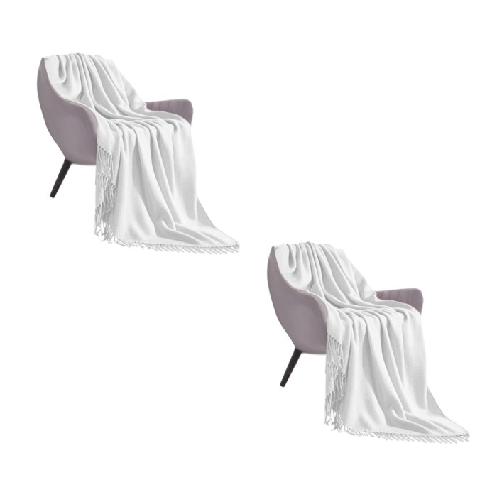 SOGA 2X White Acrylic Knitted Throw Blanket Solid Fringed Warm Cozy Woven Cover Couch Bed Sofa Home Decor SOGA 2X White Acrylic Knitted Throw Blanket
