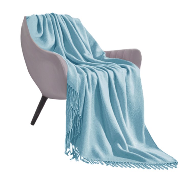 SOGA Sky Blue Acrylic Knitted Throw Blanket Solid Fringed Warm Cozy Woven Cover Couch Bed Sofa Home Decor SOGA Sky Blue Acrylic Knitted Throw Blanket