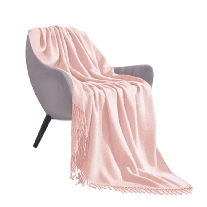 SOGA Pink Acrylic Knitted Throw Blanket