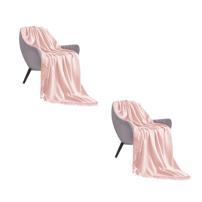 SOGA 2X Pink Acrylic Knitted Throw Blanket