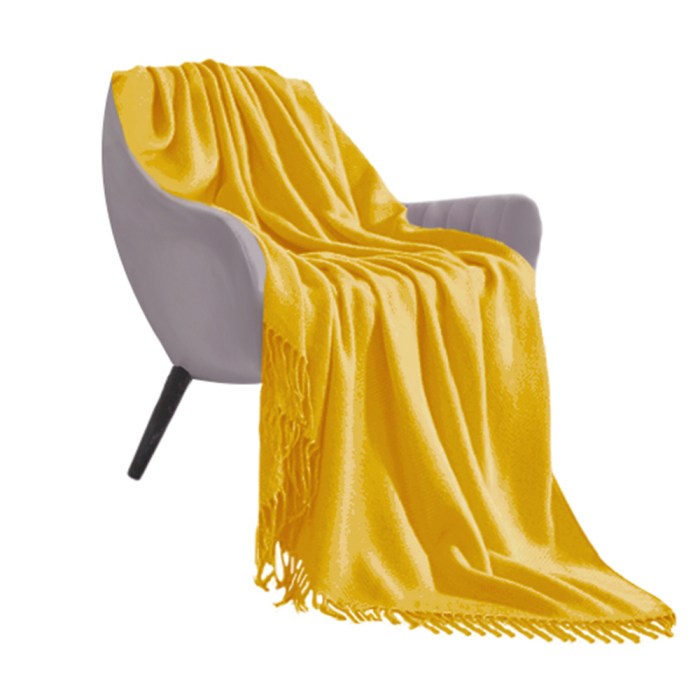 SOGA Yellow Acrylic Knitted Throw Blanket Solid Fringed Warm Cozy Woven Cover Couch Bed Sofa Home Decor SOGA Yellow Acrylic Knitted Throw Blanket