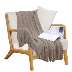 SOGA Coffee Diamond Pattern Knitted Throw Blanket