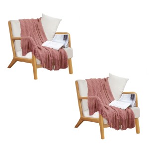 SOGA 2X Pink Diamond Pattern Knitted Throw Blanket