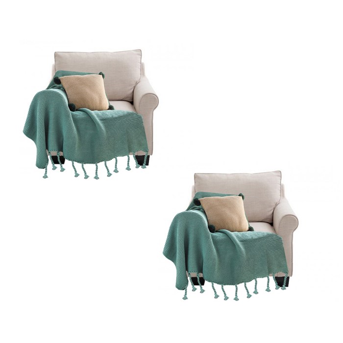SOGA 2X Green Tassel Fringe Knitting Blanket Warm Cozy Woven Cover Couch Bed Sofa Home Decor SOGA 2X Green Tassel Fringe Knitting