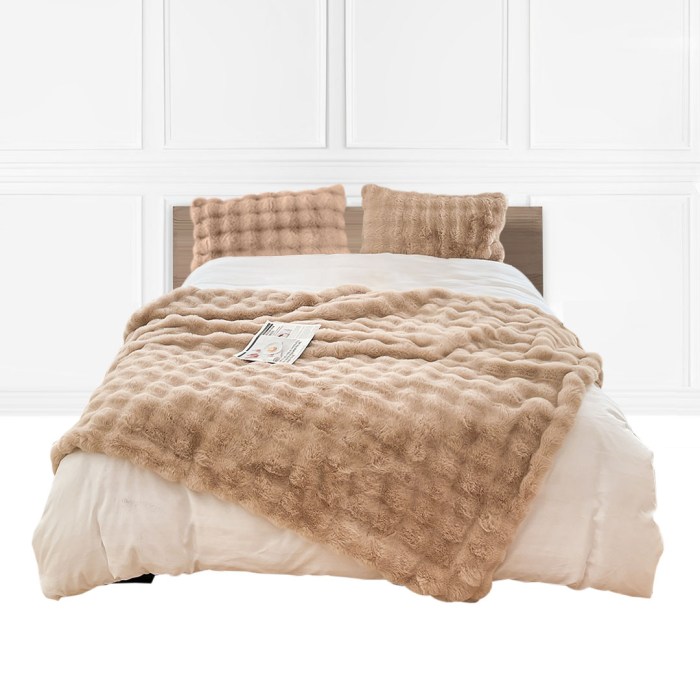 SOGA 200cm Light Camel Fur Fuzzy Super Soft Fluffy Throw Blanket