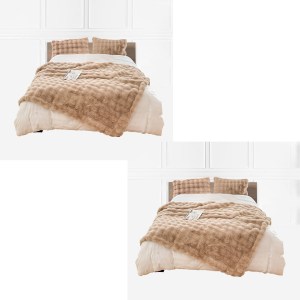 SOGA 2X 200cm Light Camel Fur Fuzzy Super Soft Fluffy Throw Blanket