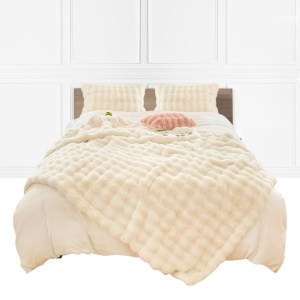 SOGA 200cm Creamy White Fur Fuzzy Super Soft Fluffy Throw Blanket