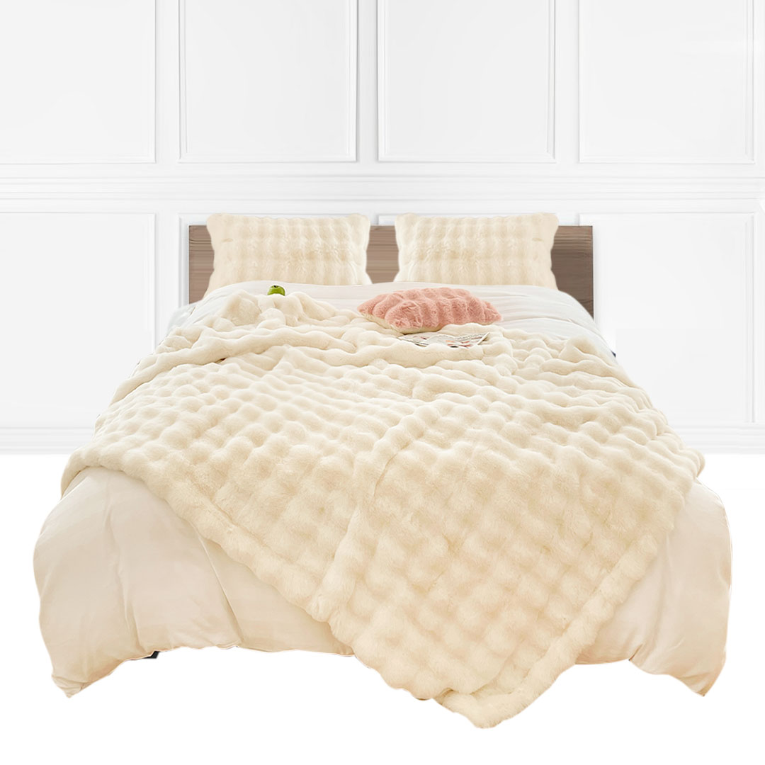 SOGA 200cm Creamy White Fur Fuzzy Super Soft and Cozy Fluffy Throw Blanket SOGA 200cm Creamy White Fur Fuzzy Super Soft Fluffy Throw Blanket