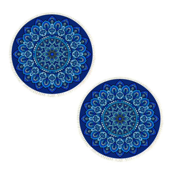 SOGA 2X 90cm Blue Mandala Round Carpet for Living Room