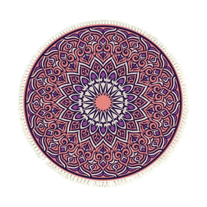 SOGA 90cm Purple Mandala Round Carpet for Living Room Bedroom Anti-slip Doormat, Home Decor SOGA 90cm Purple Mandala Round Carpet for Living Room