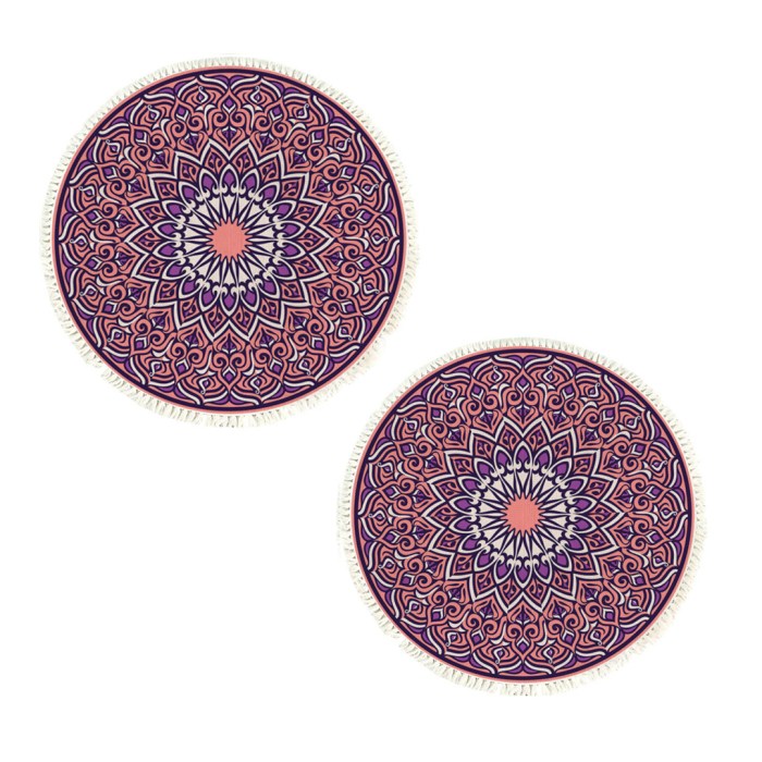 SOGA 2X 90cm Purple Mandala Round Carpet for Living Room Bedroom Anti-slip Doormat, Home Decor SOGA 2X 90cm Purple Mandala Round Carpet for Living Room