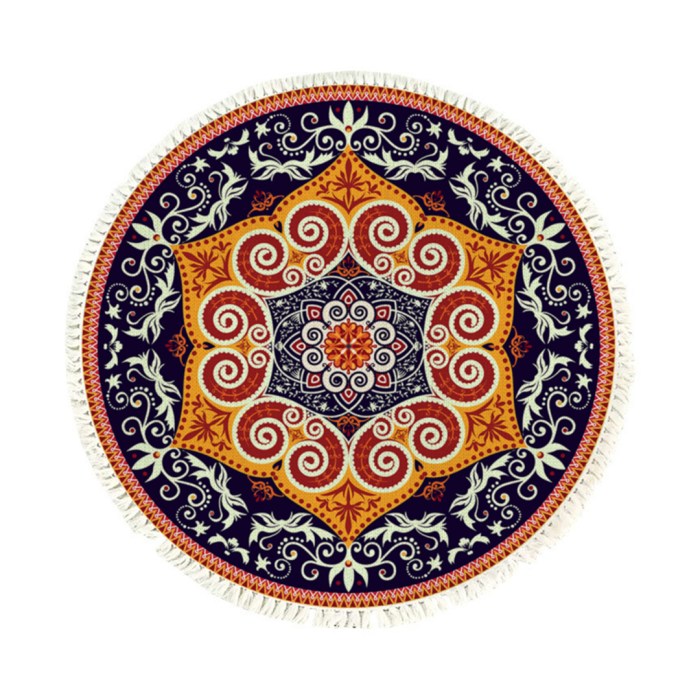SOGA 90cm Round Mandala Ethnic Style Round Carpet, Anti-slip Doormat, Home Decor SOGA 90cm Round Mandala Ethnic Style Round Carpet