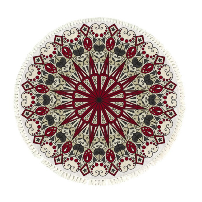 SOGA 120cm Mandala Modern Ethnic Tassel Print Anti-slip Doormat, Home Decor SOGA 120cm Mandala Modern Ethnic Tassel Print Anti-slip Doormat
