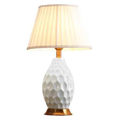 SOGA Textured Ceramic Oval Table Lamp with Gold Metal Base White SOGA Textured Ceramic Oval Table Lamp with Gold Metal Base White