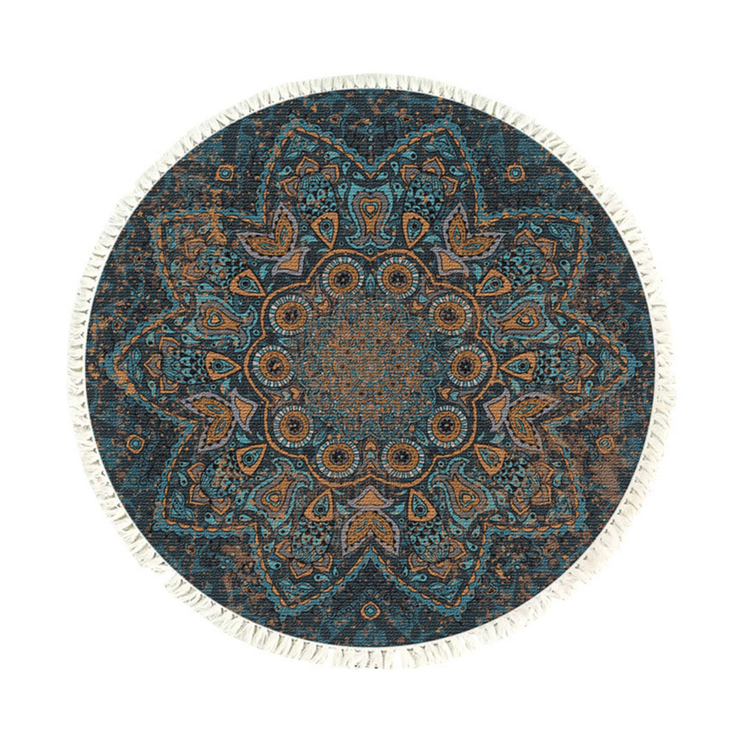 SOGA 120cm Mandala Pattern Circle Area Rugs for Living Room Lounge, Anti-slip Doormat, Home Decor SOGA 120cm Mandala Pattern Circle Area Rugs for Living Room