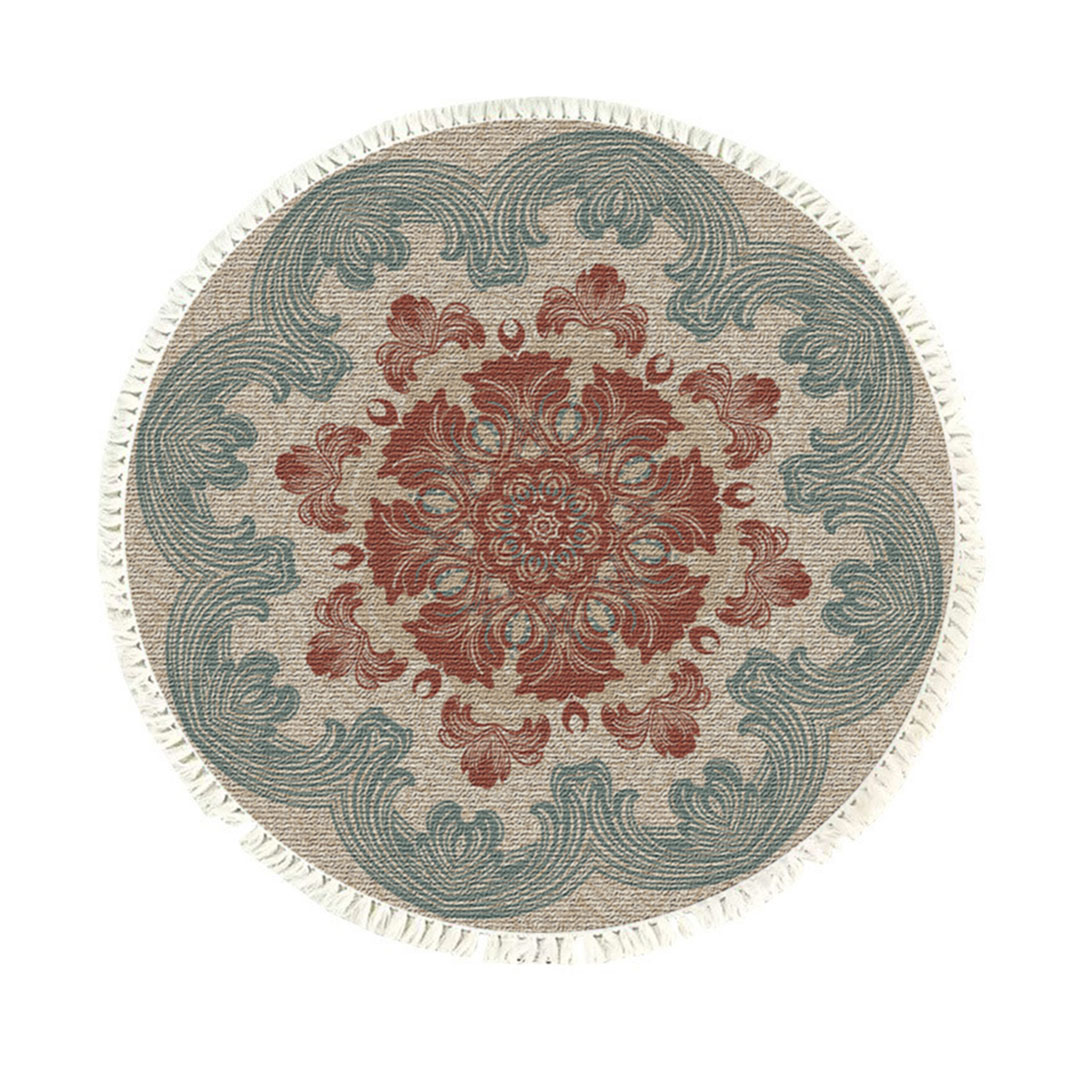 SOGA 90cm Mandala Round Rug Boho Design Hippie Area Rug Anti-slip Doormat, Home Decor SOGA 90cm Mandala Round Rug Boho Design Doormat