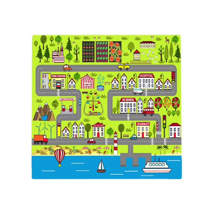 SOGA 120cm Kids Rug Street Map Play Mat