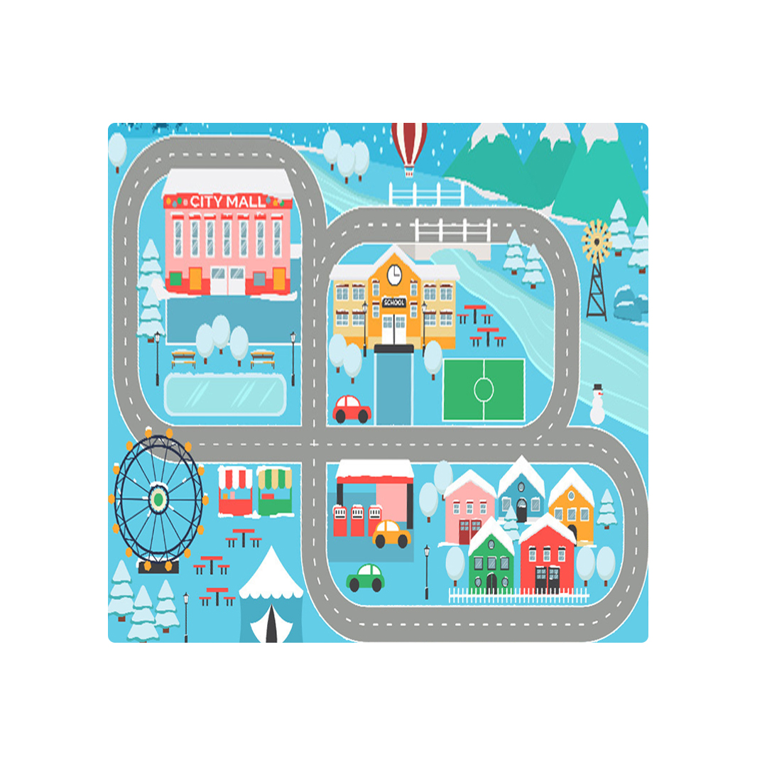 SOGA 120cm Kids Rug Street Map Play Mat, Educational Baby Theme Park Area Rugs SOGA 120cm Kids Rug Street Map Play Mat