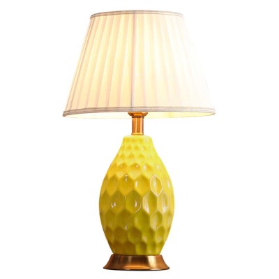 SOGA Textured Ceramic Oval Table Lamp with Gold Metal Base Yellow SOGA Textured Ceramic Oval Table Lamp with Gold Metal Base Yellow