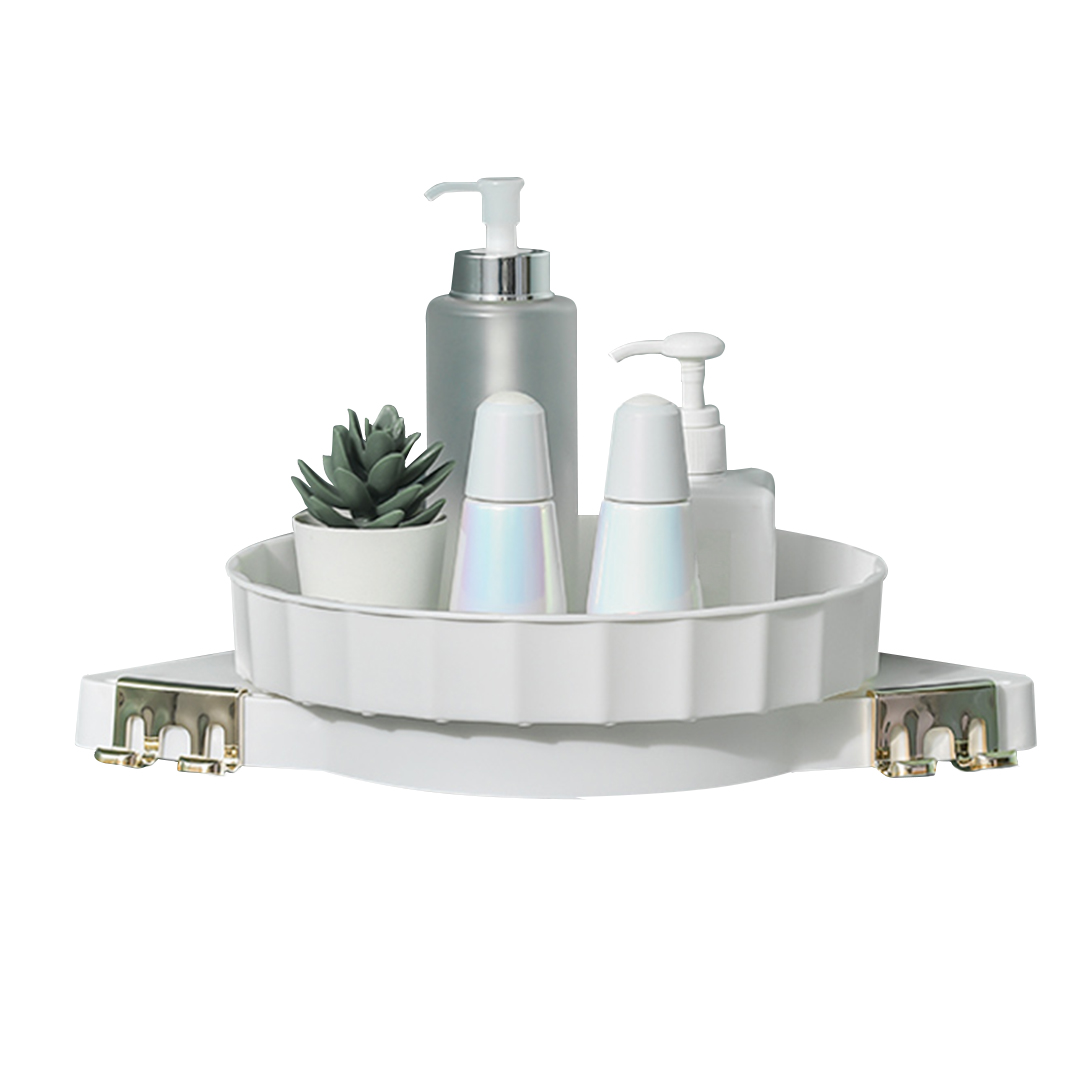 SOGA 2X White 360 Degree Wall Mounted Bathroom Organiser