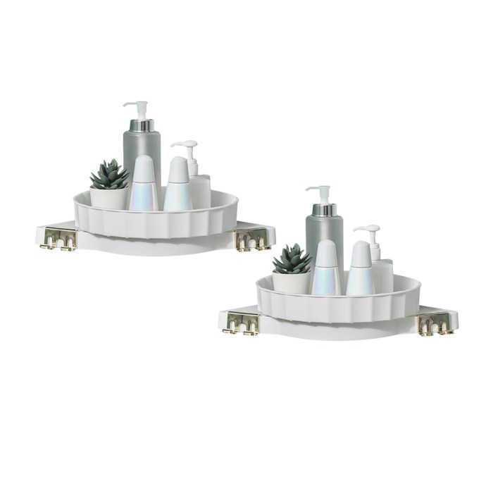 SOGA 2X White 360 Degree Wall Mounted Bathroom Organiser
