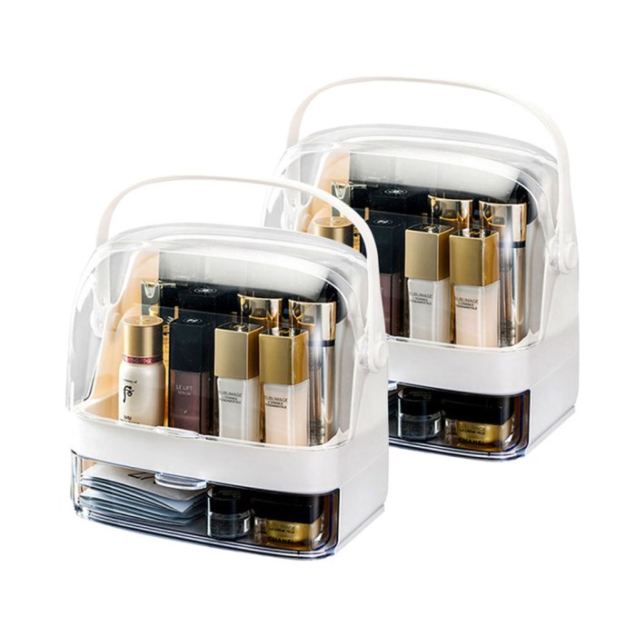 SOGA 2X 2 Tier White Countertop Makeup Cosmetic Storage Organiser Skincare Holder Jewelry Storage Box with Handle SOGA 2X 2 Tier White Countertop Makeup Cosmetic Storage Organiser