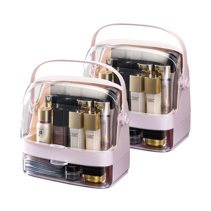 SOGA 2X 2 Tier Pink Countertop Makeup Cosmetic Storage Organiser