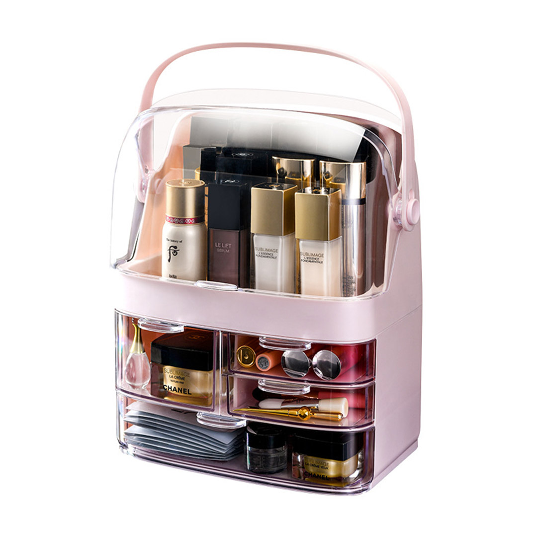 SOGA 3 Tier Pink Countertop Makeup Cosmetic Storage Organiser