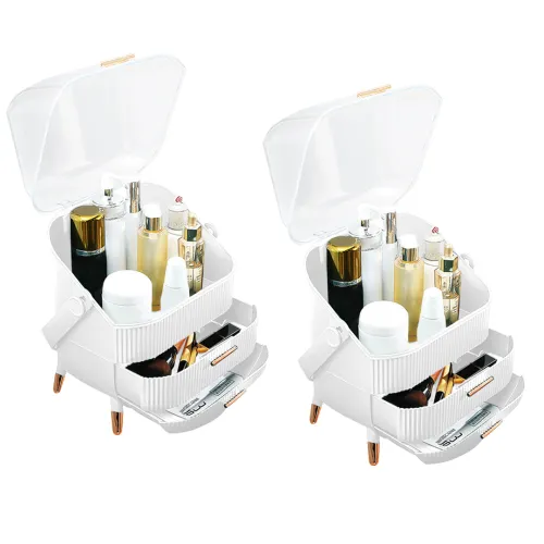 SOGA 2X 29cm White Countertop Makeup Cosmetic Storage Organiser