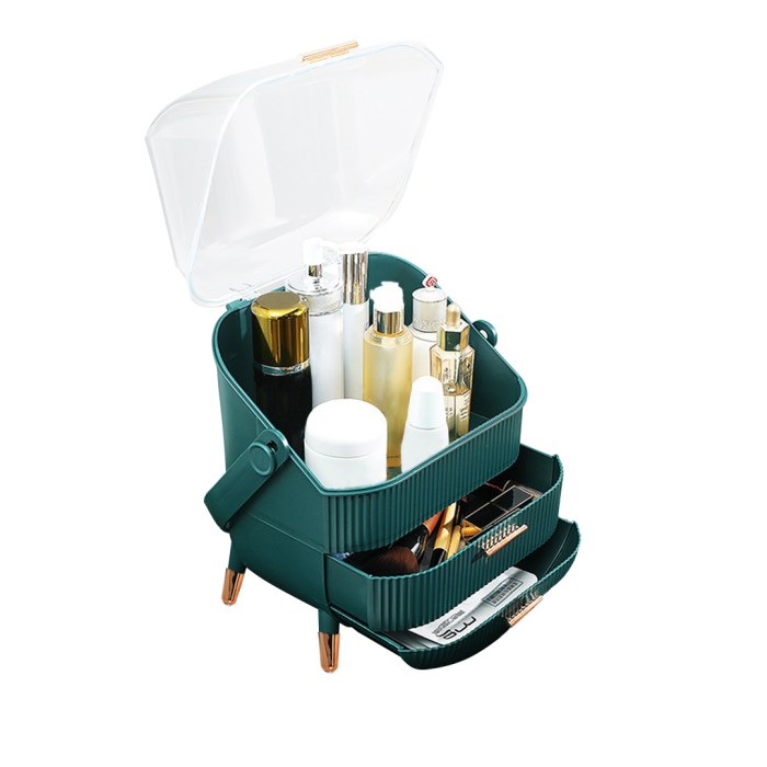 SOGA 29cm Green Countertop Makeup Cosmetic Storage Organiser Skincare Holder Jewelry Storage Box with Handle SOGA 29cm Green Countertop Makeup Cosmetic Storage Organiser
