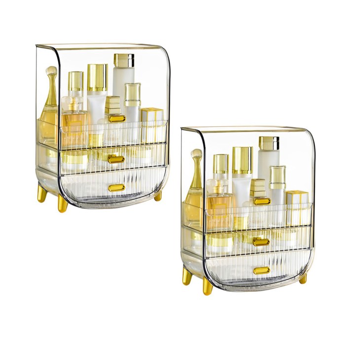 SOGA 2X 3 Tier Transparent Multifunctional Countertop Cosmetic Storage Makeup Perfume Skincare Display Stand Shelf Drawer Type Organiser SOGA 2X 3 Tier Transparent Multifunctional Countertop