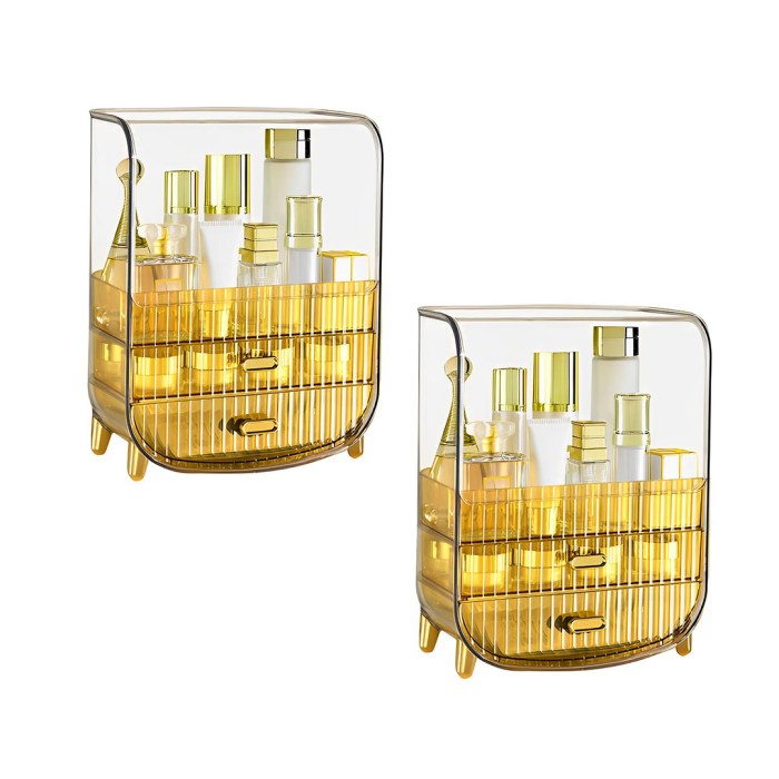 SOGA 2X 3 Tier Golden Yellow Multifunctional Countertop Cosmetic Storage Makeup Perfume Skincare Display Stand Shelf Drawer Type Organiser SOGA 2X 3 Tier Golden Yellow Multifunctional Countertop