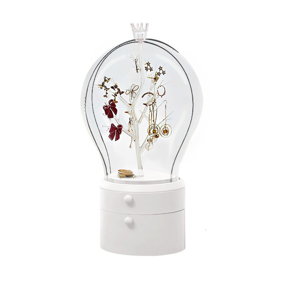 SOGA White 360 Degree Rotating LED Light 2 Layered Jewelry Storage Box Waterproof Dustproof Accessories Organiser SOGA White 360 Degree Rotating LED Light