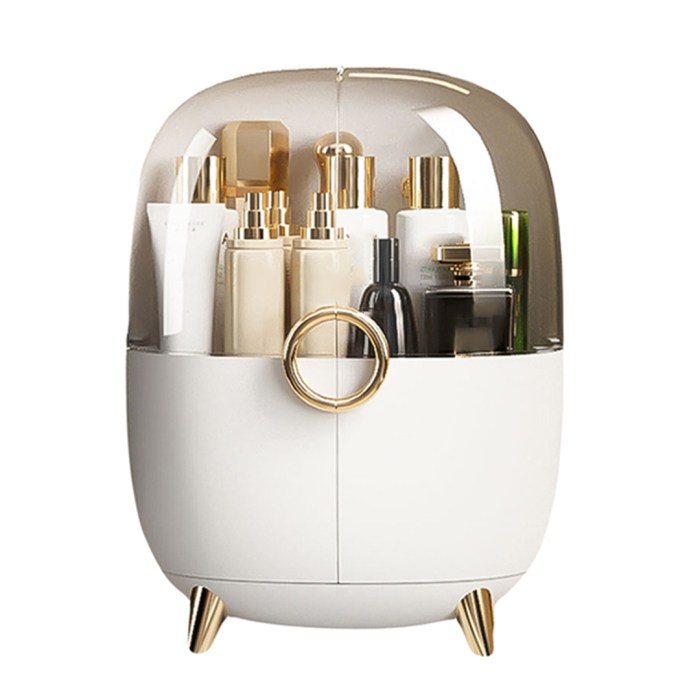 SOGA White Transparent Countertop Makeup Organiser Cosmetic Storage Waterproof Dustproof Bathroom Skincare Holder with Lid SOGA White Transparent Countertop Makeup Organiser