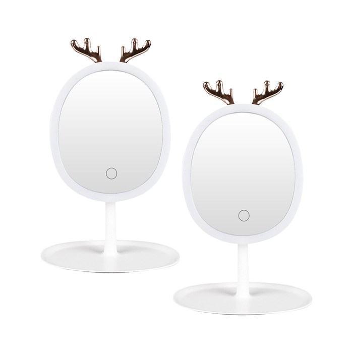 SOGA 2X White Antler LED Light Makeup Mirror