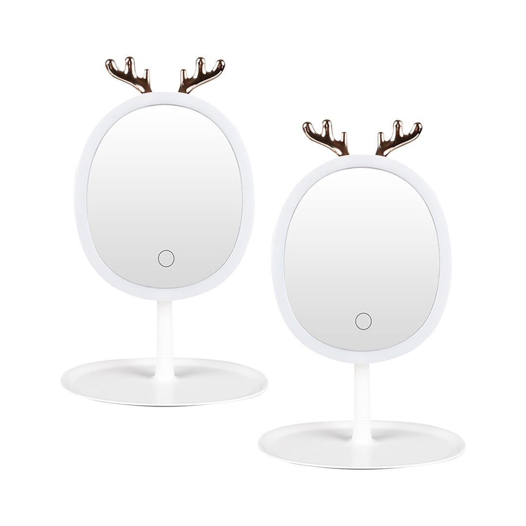 SOGA 2X White Antler LED Light Makeup Mirror Tabletop Vanity Home Decor SOGA 2X White Antler LED Light Makeup Mirror